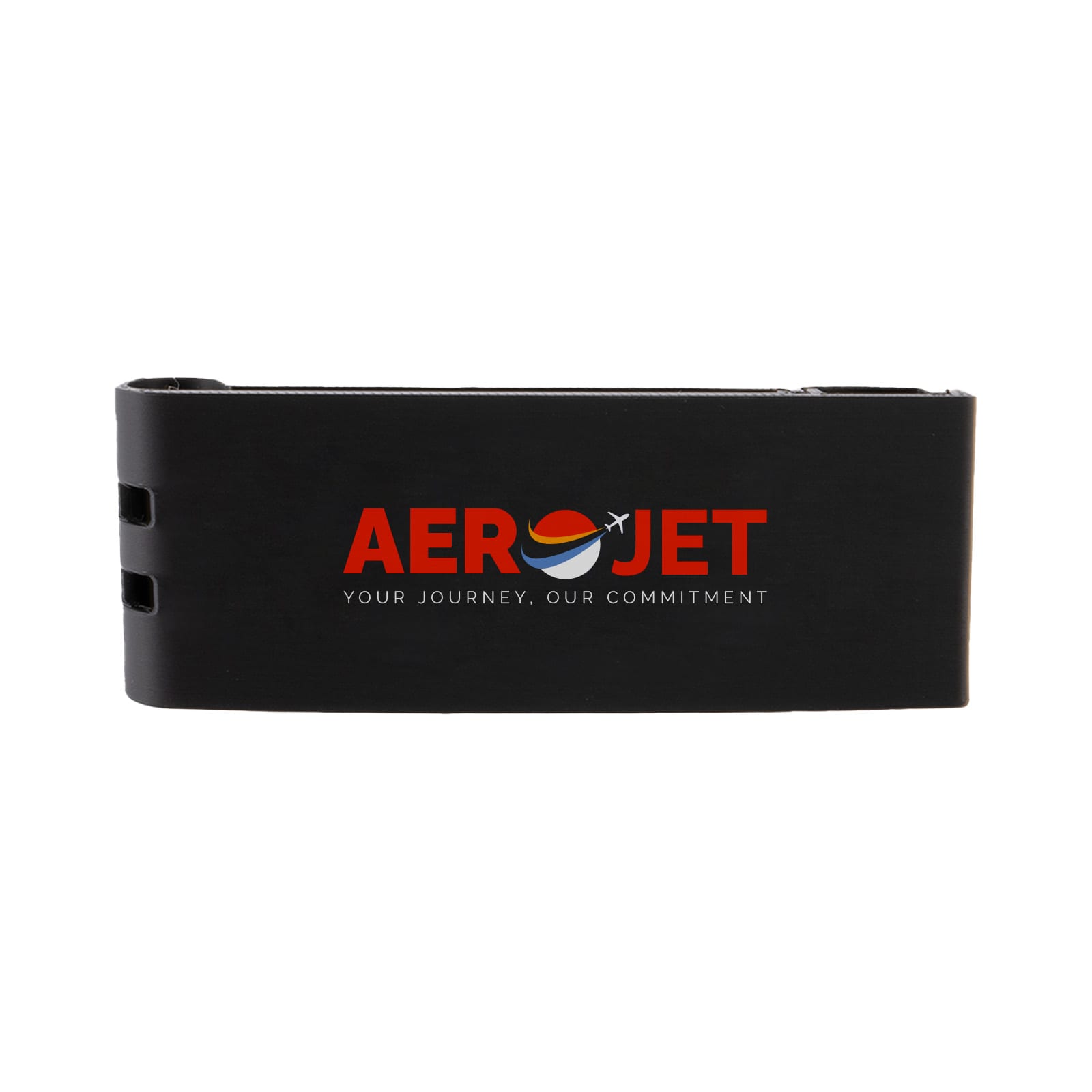 A black Grip Clip Phone Stand featuring the logo 