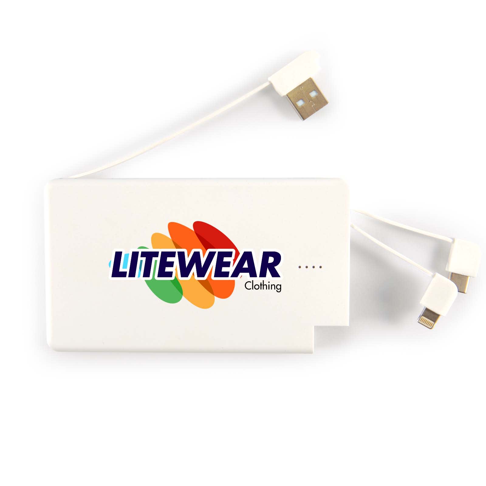 A 5,000mAh power bank featuring a white design with the 