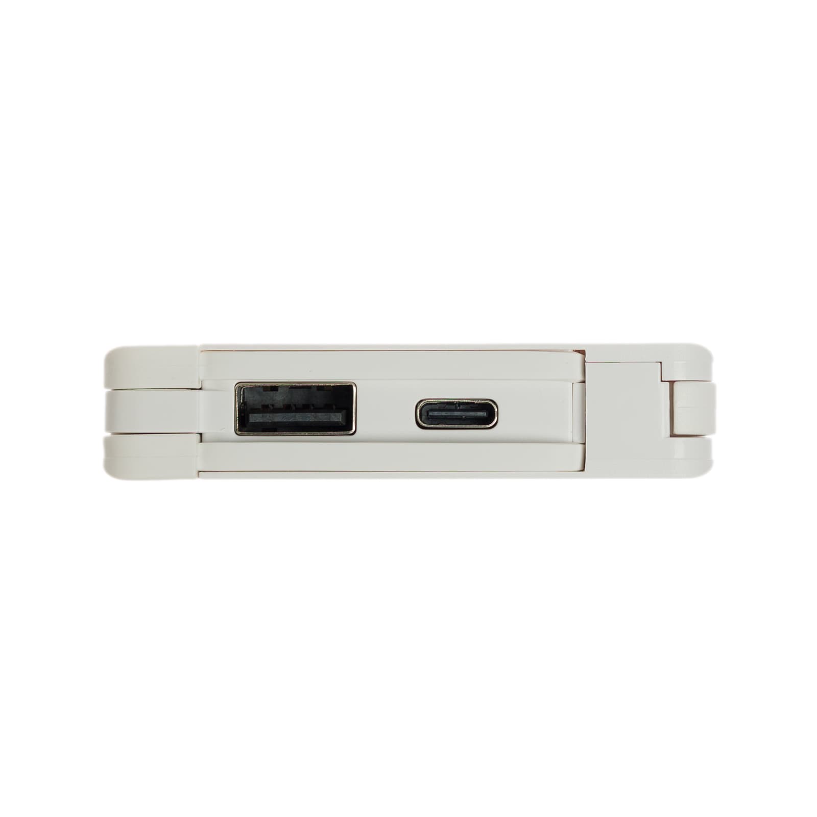 A 10,000mAh power bank in a sleek design featuring a USB port and a USB-C port for charging devices.