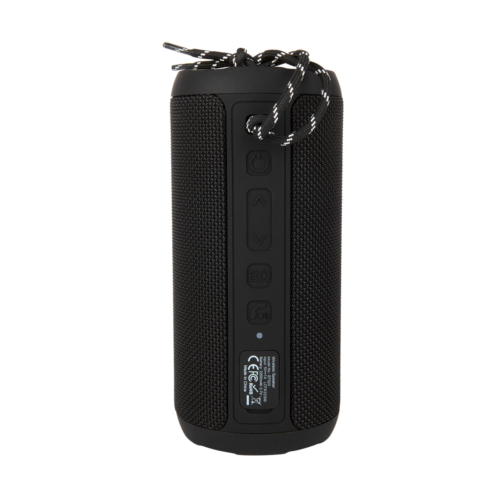 A Neon Bluetooth Speaker featuring a cylindrical design with control buttons on the front and a textured surface.