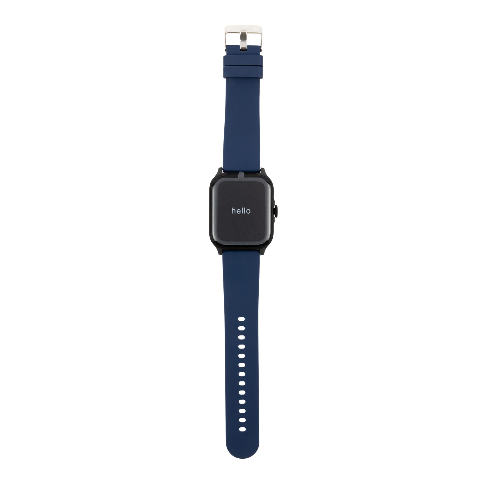 A Flight Smart Watch featuring a square black face with a blue strap. The watch displays the word 