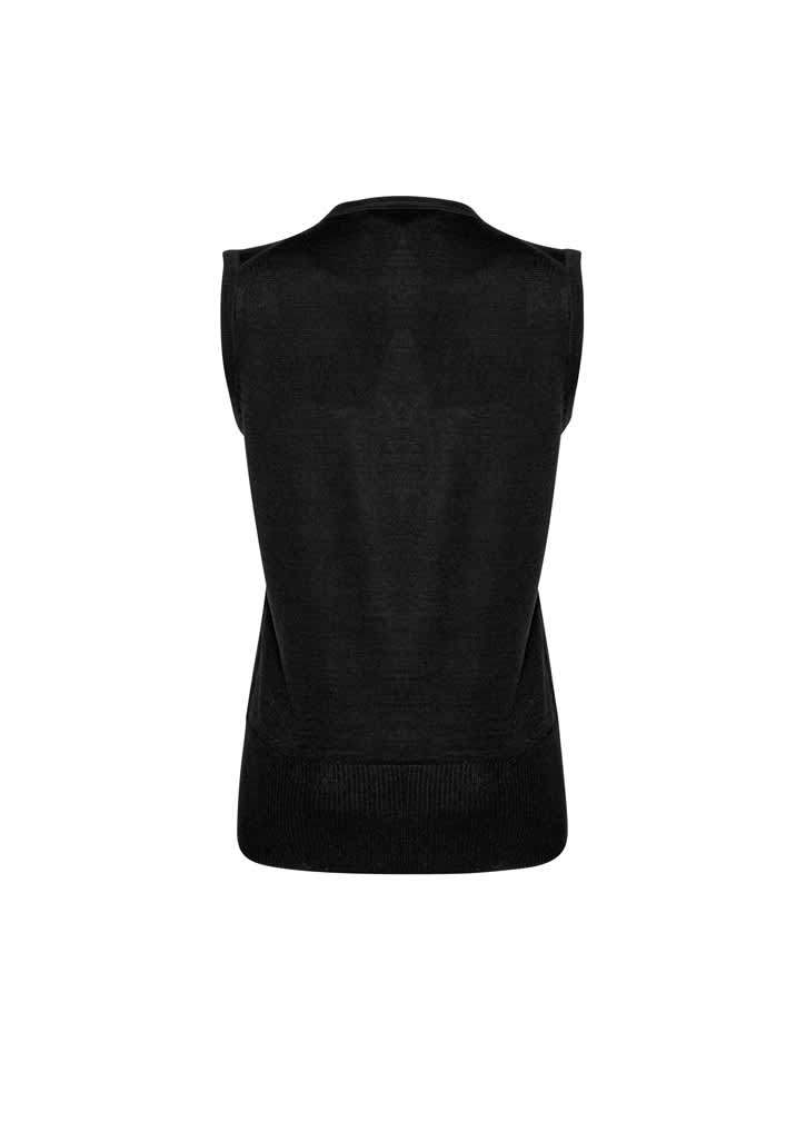 A black sleeveless vest with a textured finish, featuring a simple design and a logo.