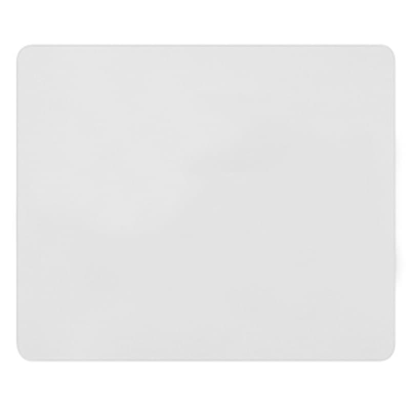 A deluxe mouse mat in white, measuring 230mm x 190mm, featuring a smooth surface and curved edges.