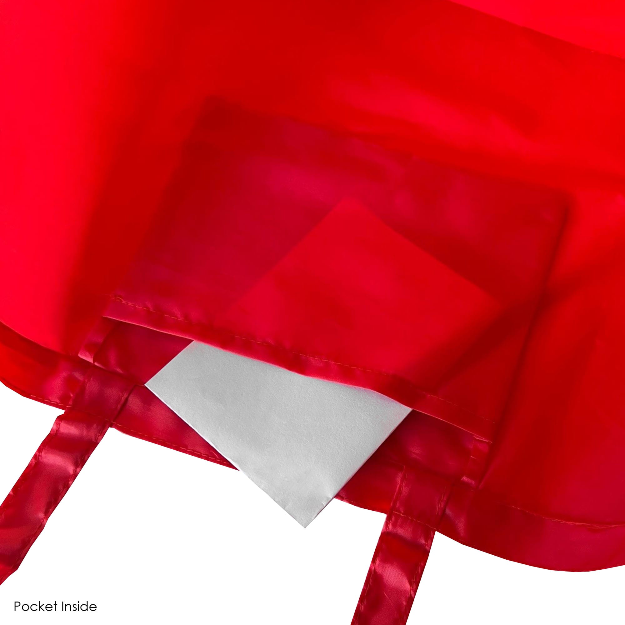 A red nylon foldaway shopping bag featuring an inner pocket. The handles are visible, showcasing a sleek design.