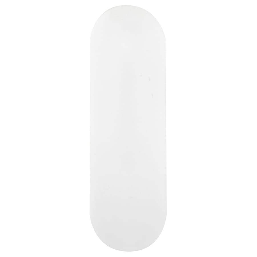 A plain white smartphone strap with an oval shape, featuring a logo at one end.
