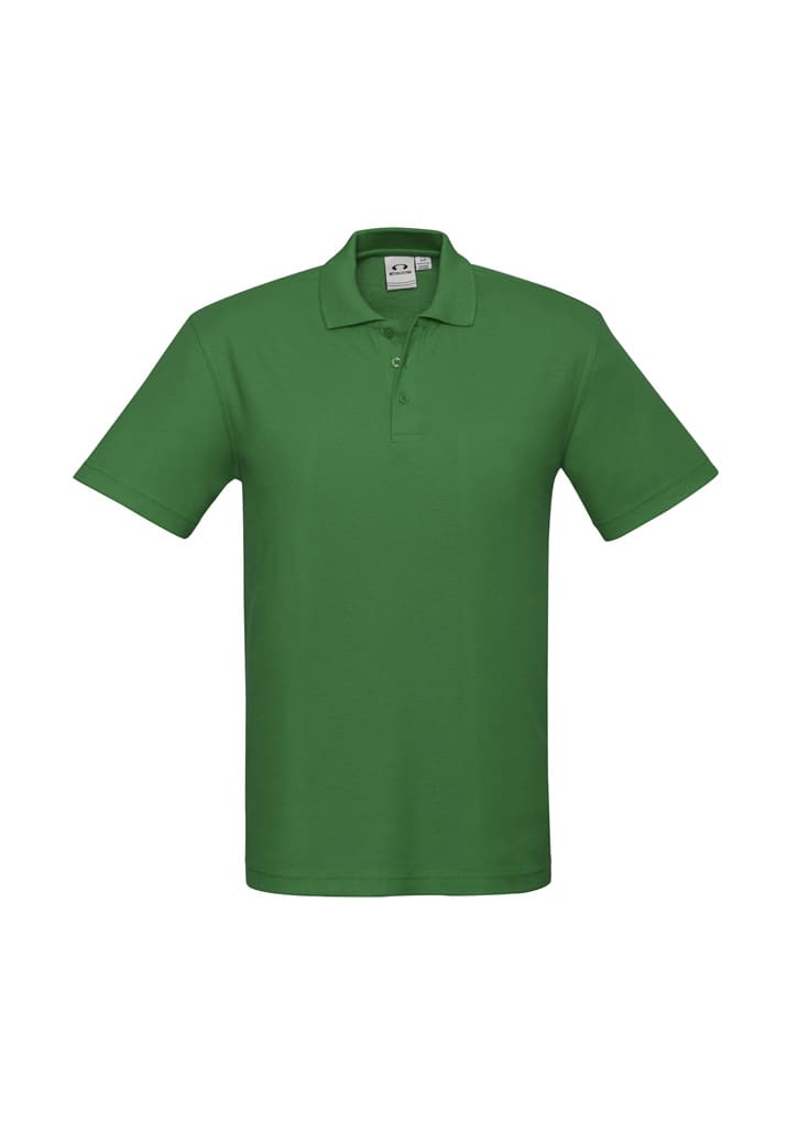 A green polo shirt with a classic collar and short sleeves, featuring a small logo on the chest area.