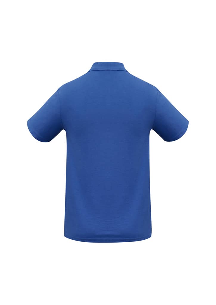 A blue Crew Mens Polo shirt featuring a classic design and collar, with a logo displayed.