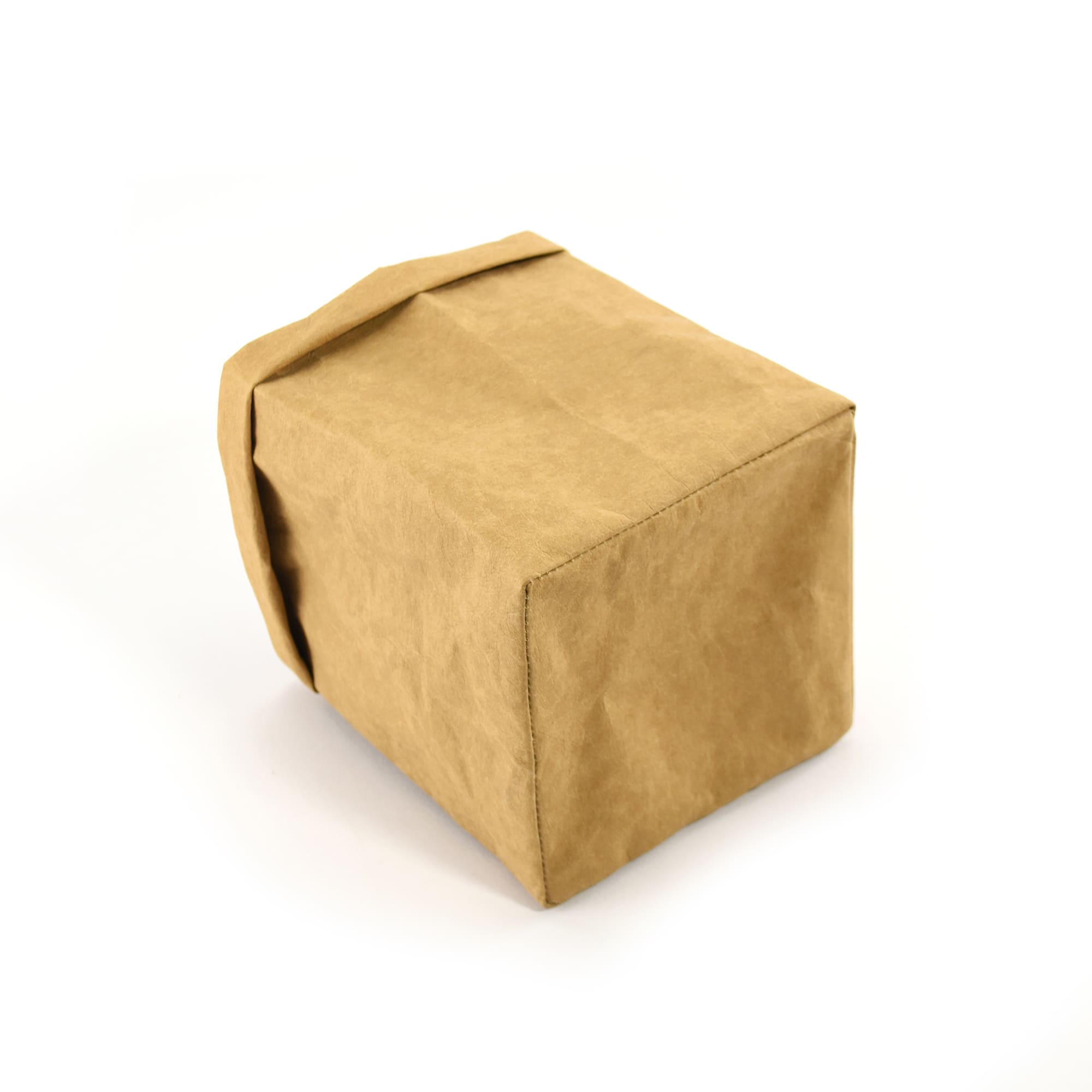 A kraft paper storage bag in a rectangular shape, featuring a folded top. The colour is a warm brown tone.