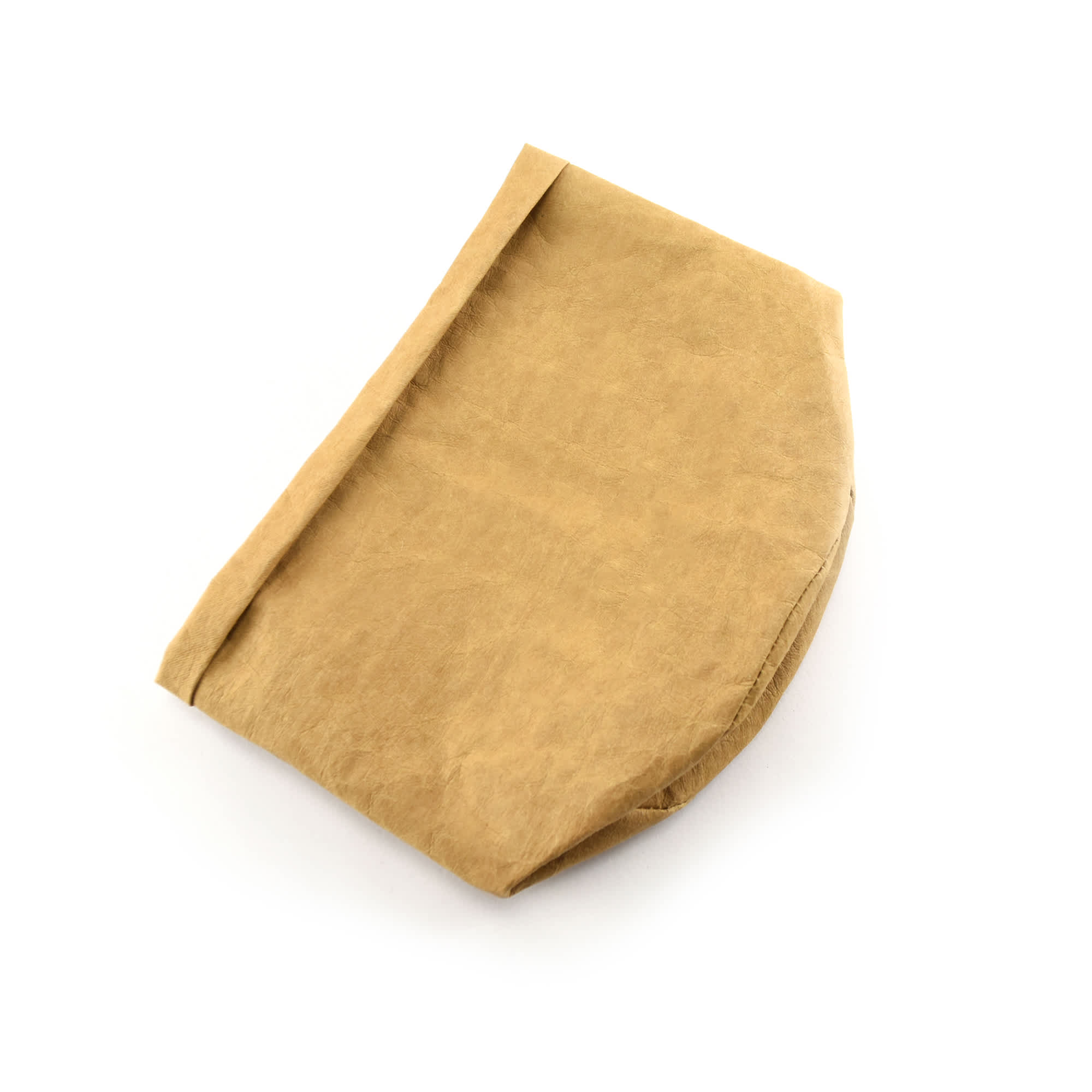 A kraft paper storage bag in a natural brown colour, featuring a simple design and a logo.