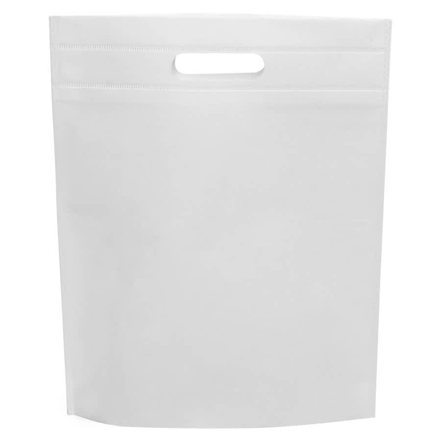 A white non-woven gift bag with a handle, featuring a simple design and no visible branding.