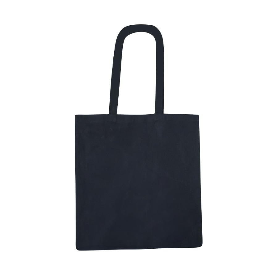 A yellow recycled cotton tote bag with two handles and a simple design. It has a logo on one side.