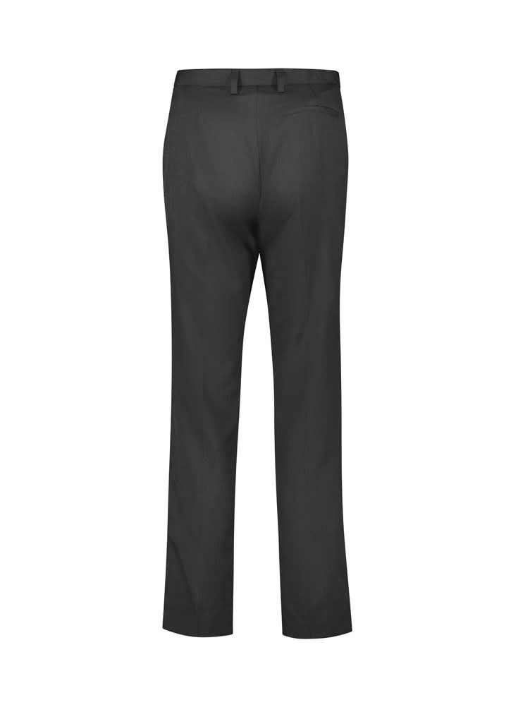 A pair of women's tapered leg slacks in black with an adjustable waist and a logo.