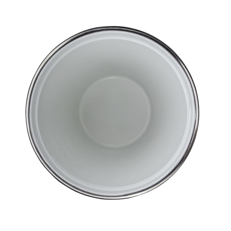 A drink bottle with a stainless steel exterior and a smooth, white interior, featuring a logo.