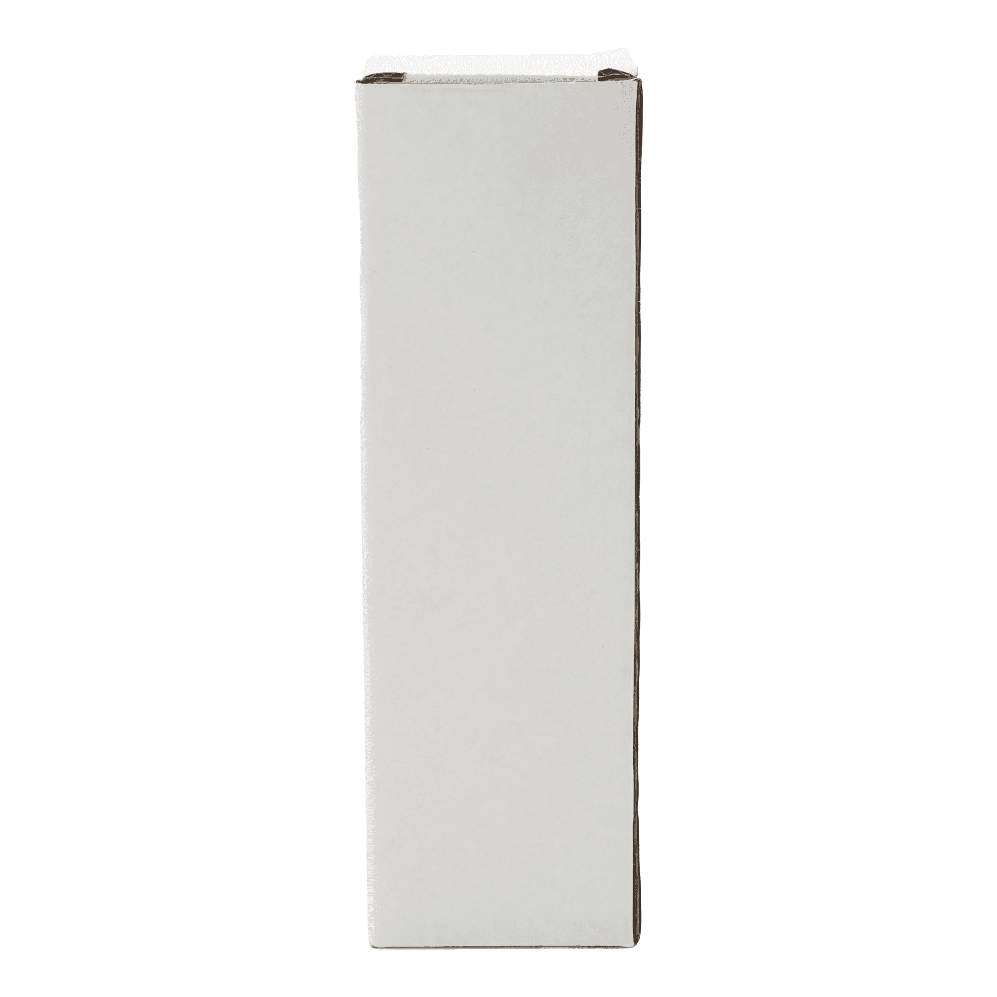 A plain white cardboard box with no markings or logos, featuring a rectangular shape and straight edges.