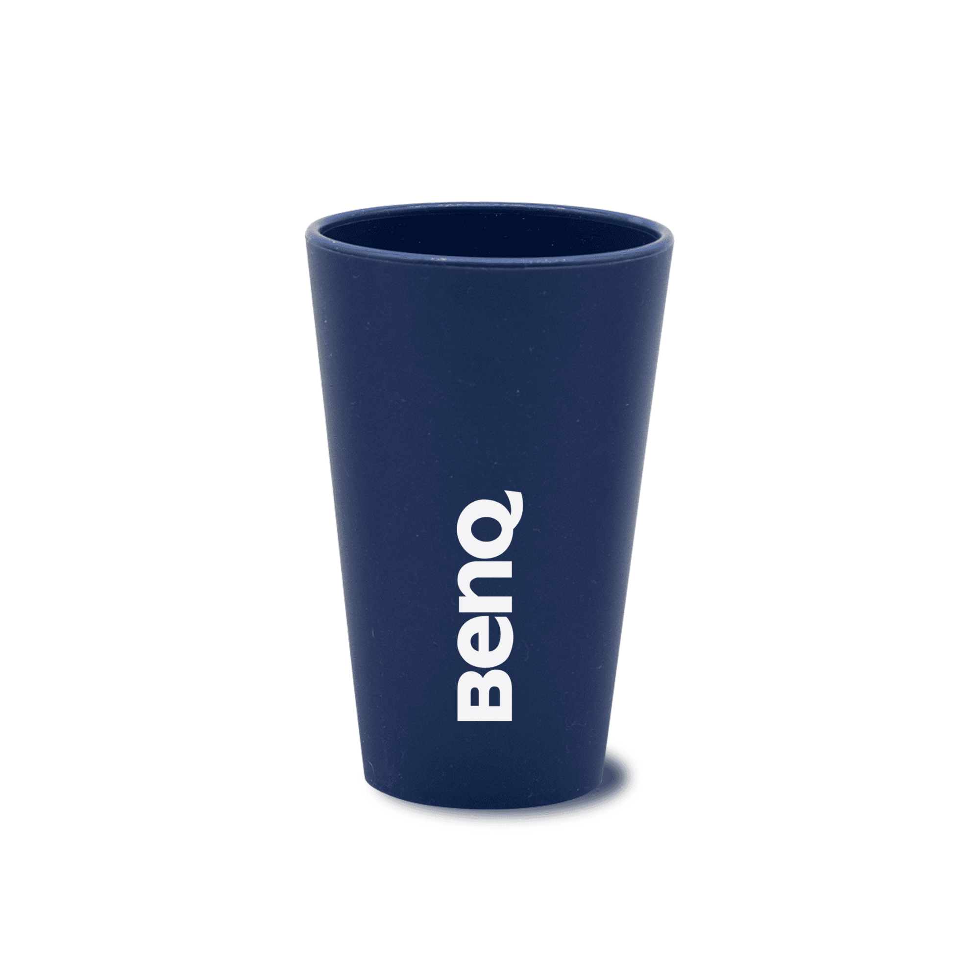 A drink bottle in navy blue, featuring a simple design and a logo. Ideal for drinks and beverages.