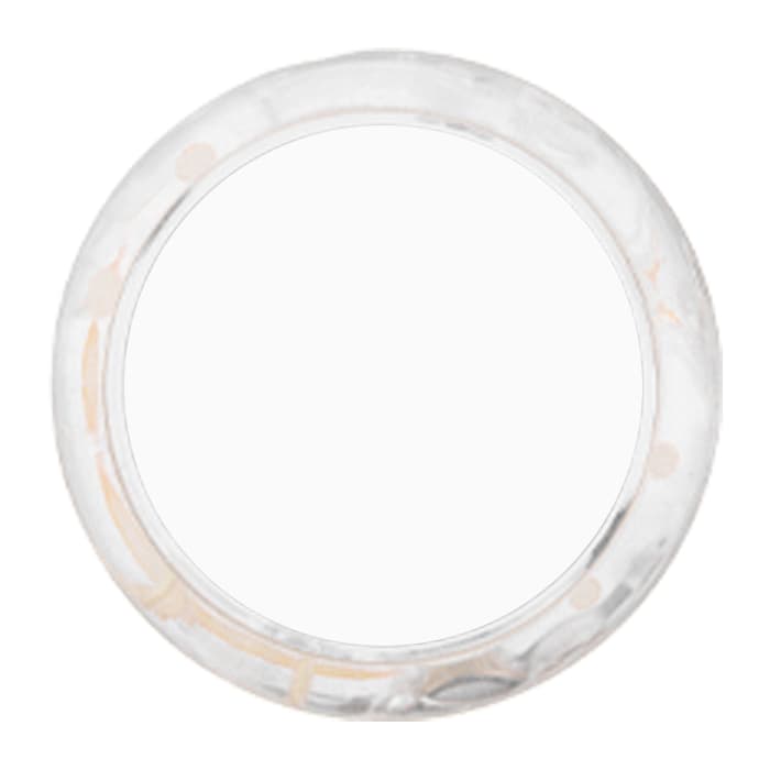 A circular LED light-up yo-yo in clear plastic with a smooth surface. It includes a branding logo.
