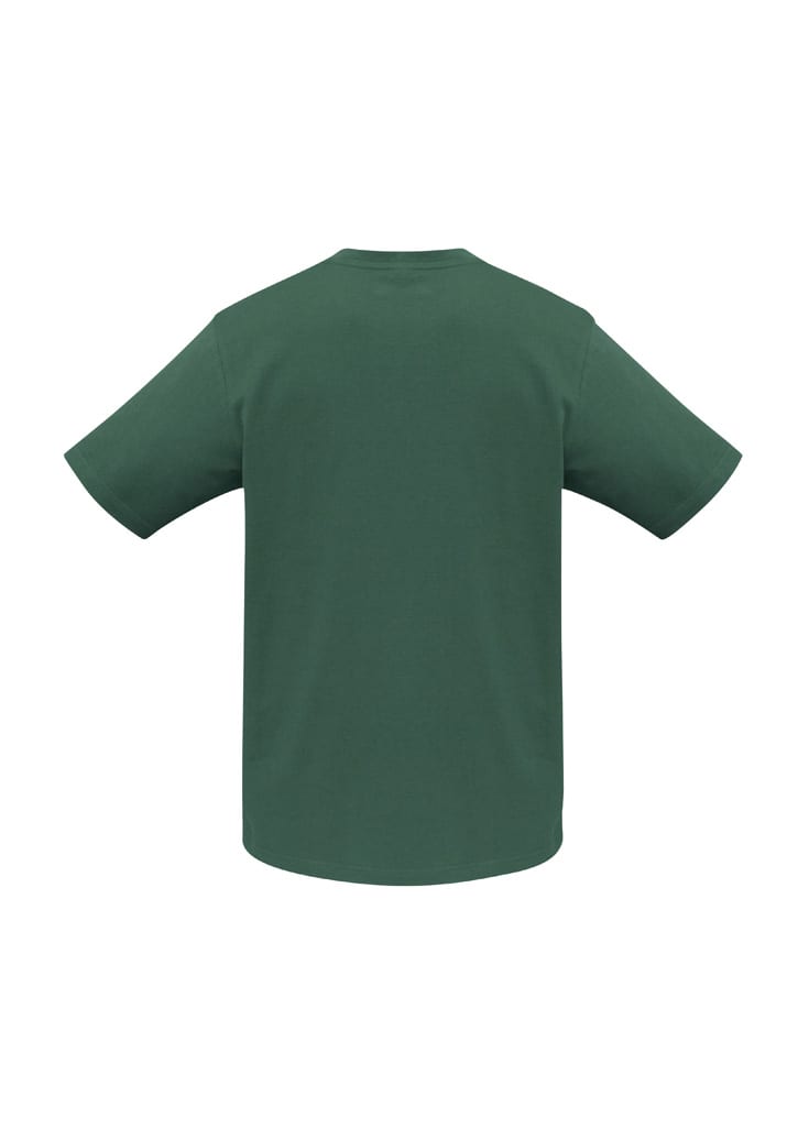 A short-sleeve tee in a deep green colour, featuring a plain back with a casual fit.