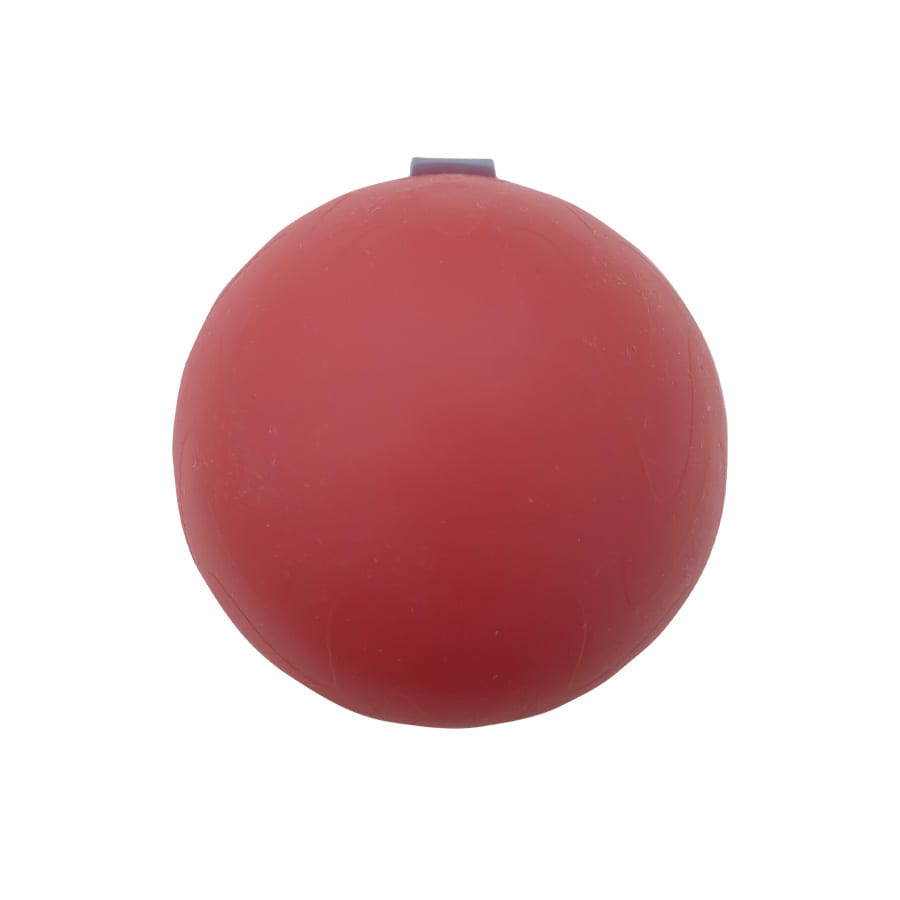 A red reusable water balloon with a top opening, designed for fun games. It features a simple logo.