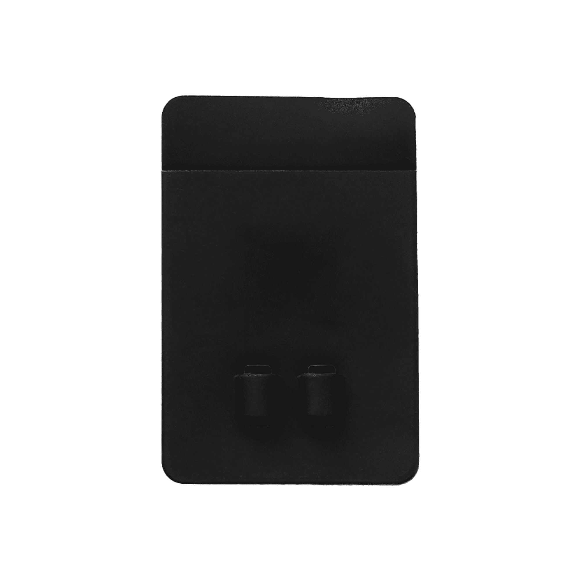 A black silicone phone wallet with two credit card slots and a sleek design.