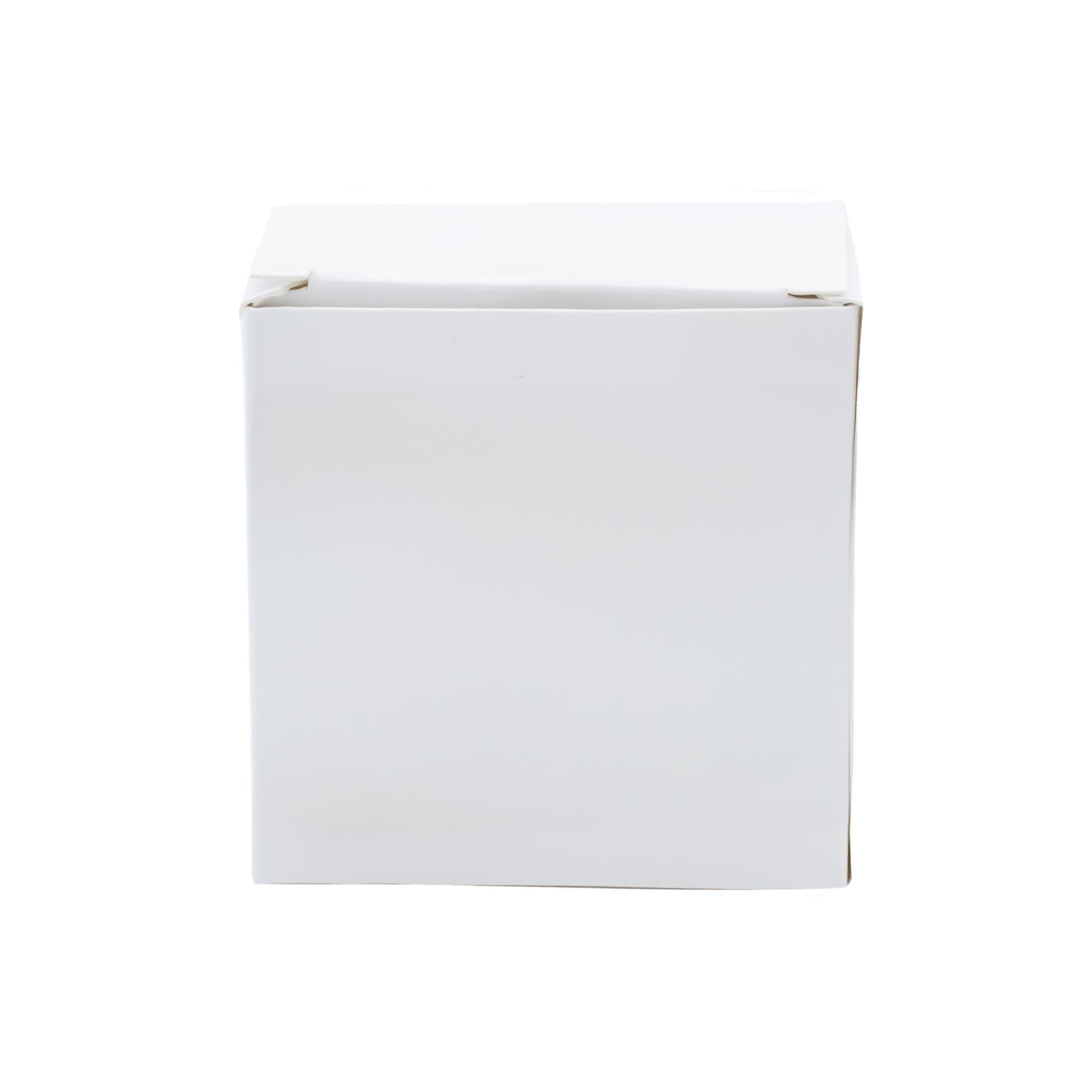 A plain white cardboard box, featuring a simple design, with no visible branding or markings.