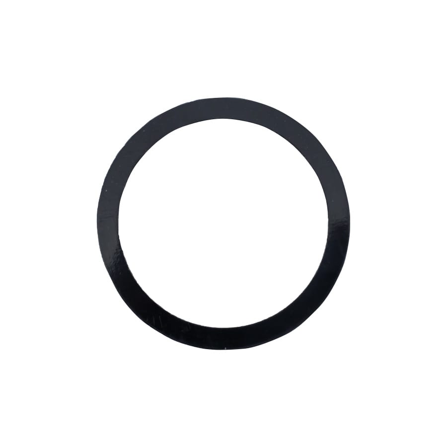 A black circular ring with a smooth surface, featuring a uniform thickness throughout.
