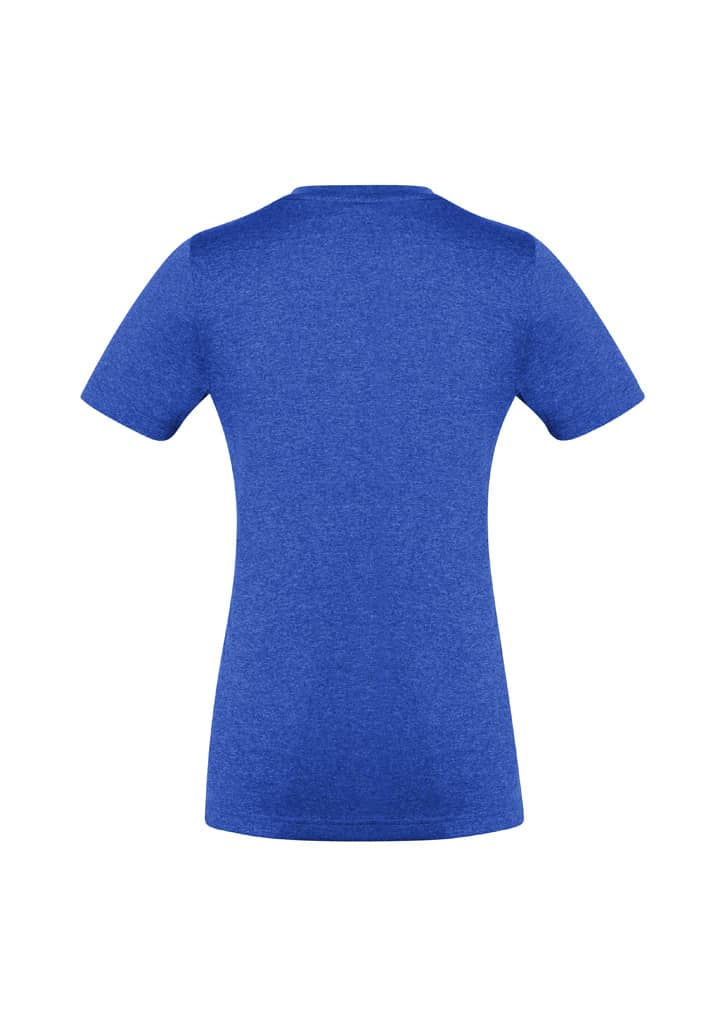 A women's short sleeve tee in a vibrant blue colour, featuring a smooth fabric finish and a logo.