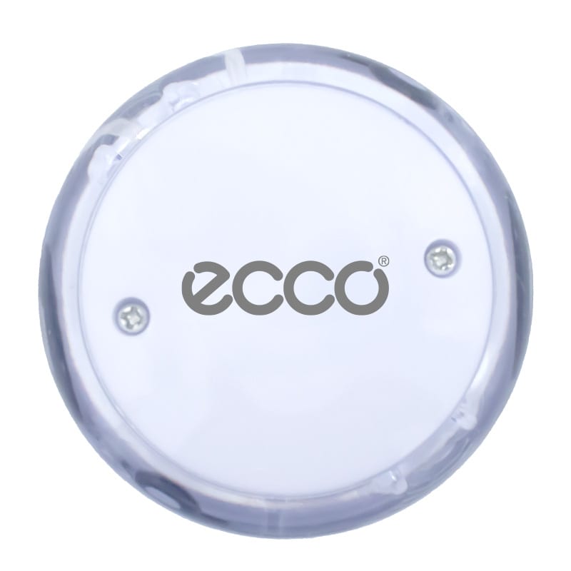 A transparent LED yo-yo with a circular shape and a logo on its surface. The design features a purple tint.