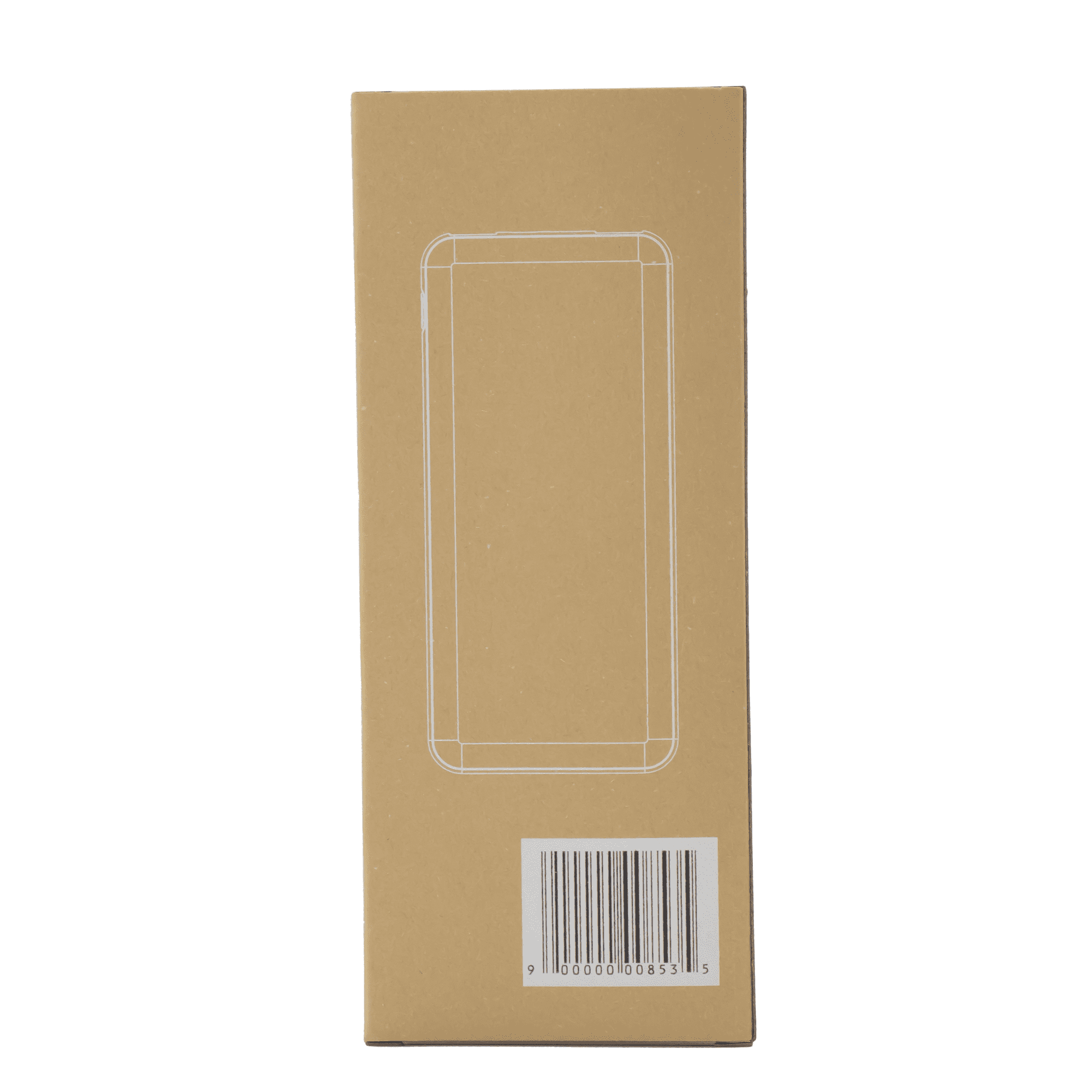 A plain brown box with a barcode on the bottom and a simple outline of a power bank on the front.