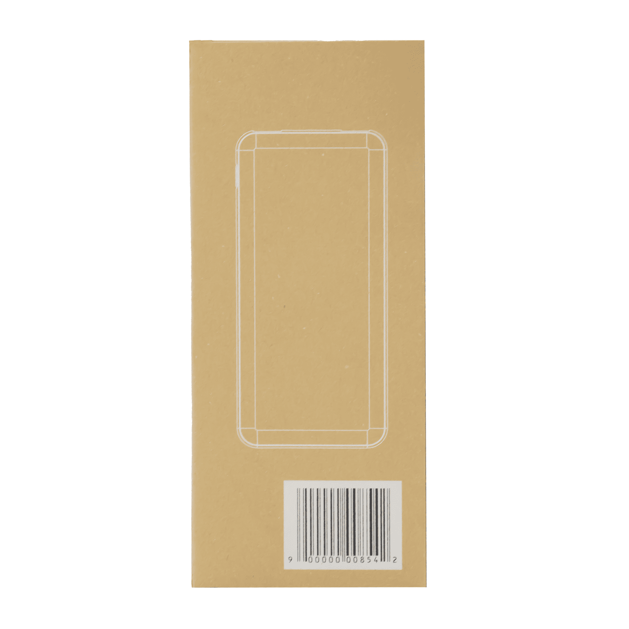 A kraft paper box with a simple illustration of a power bank on the front, featuring a barcode on the bottom.
