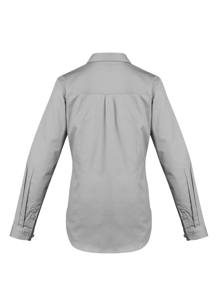 A lightweight long sleeve shirt in light grey, featuring a classic back design and buttoned cuffs.