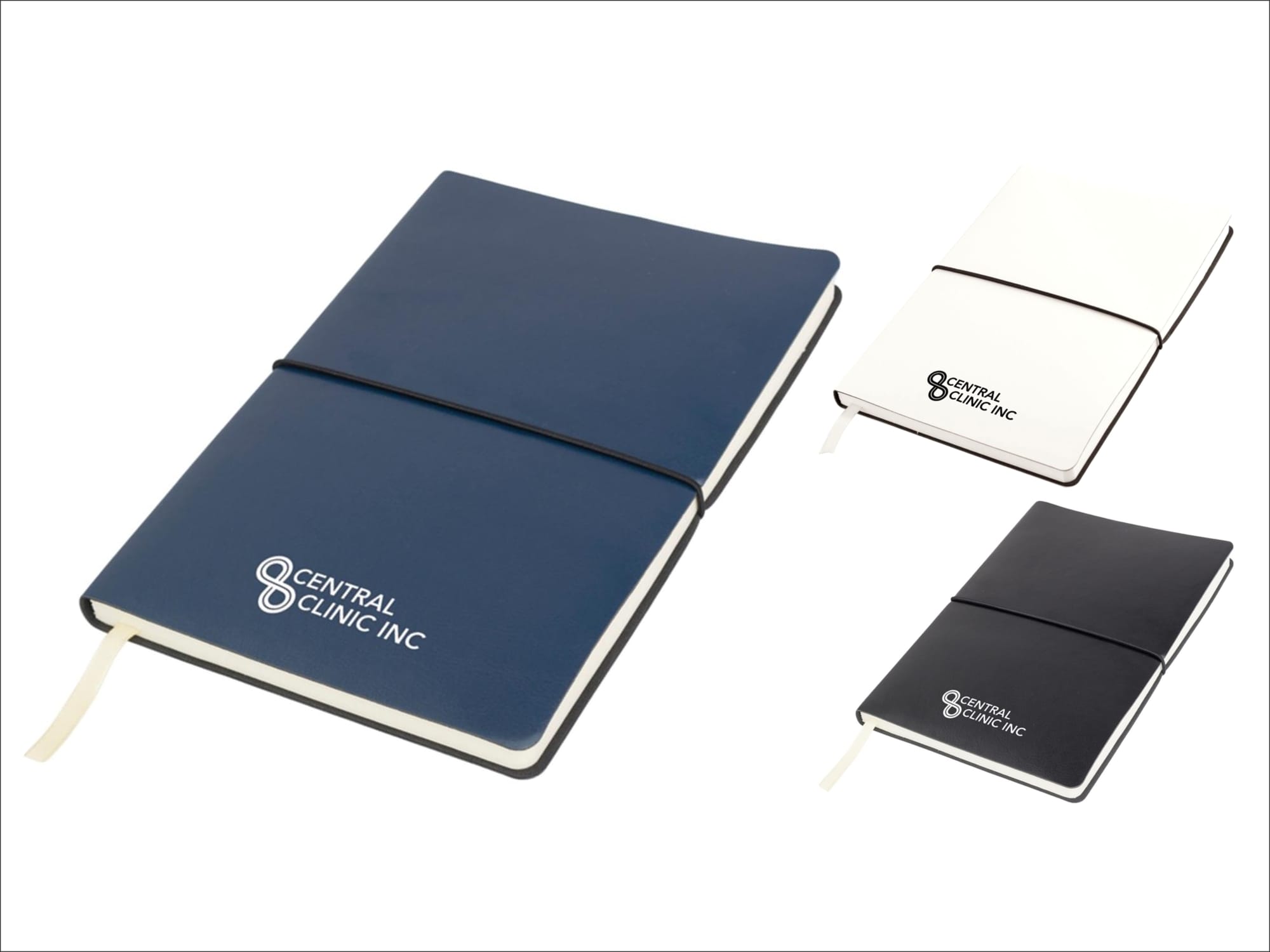 A Tango A5 notebook in navy, white, and black, featuring a logo on the cover.