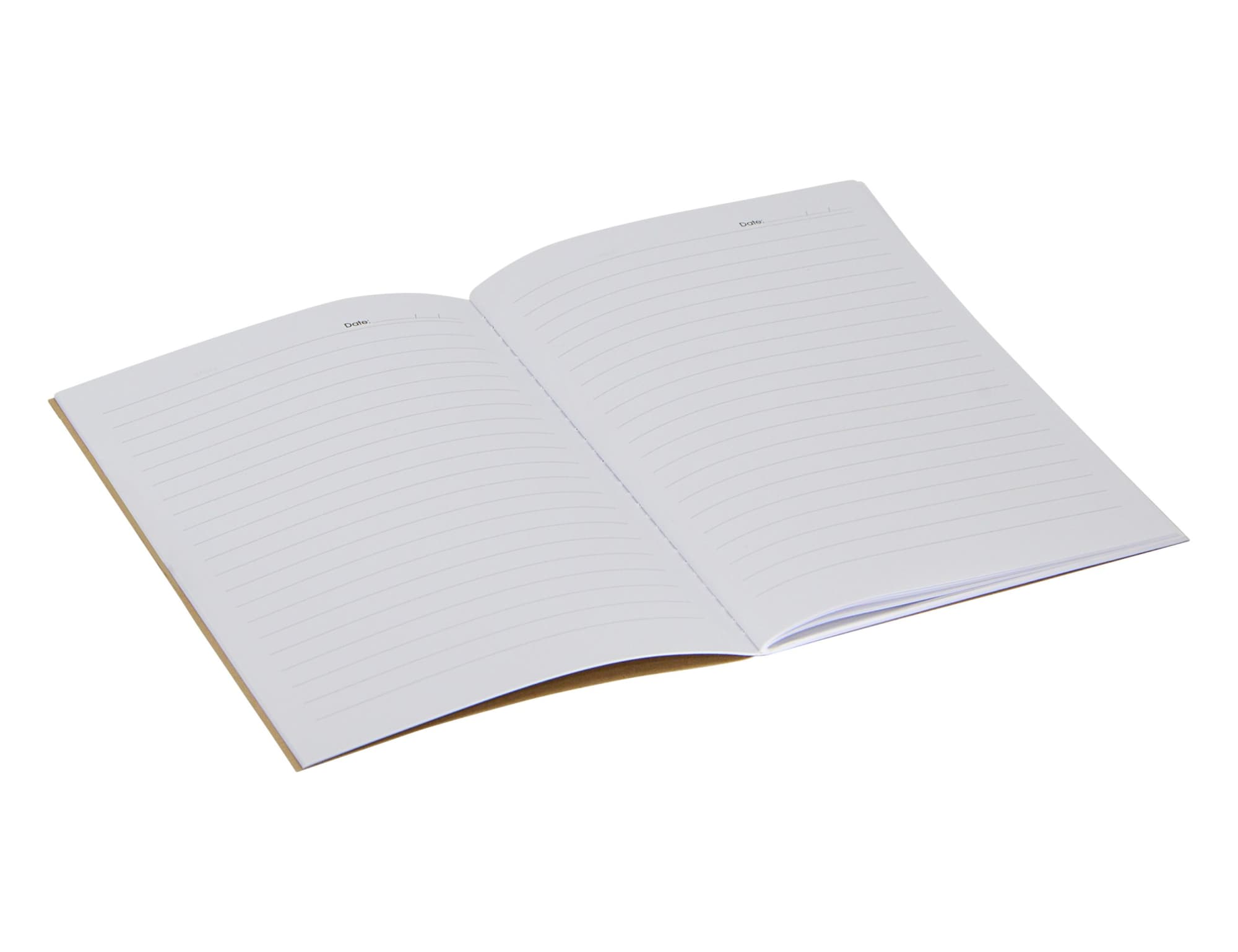 A Kraft A5 notebook with a ruled layout, featuring a simple design and a plain cover.