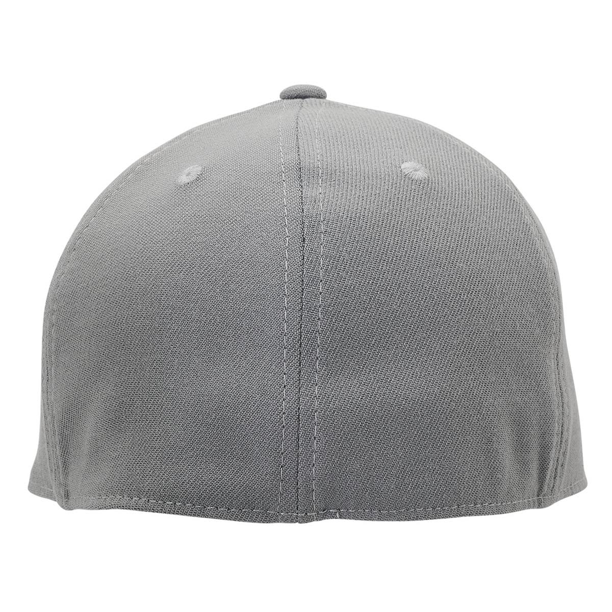 A grey cap with ventilation holes and a smooth finish, featuring a logo on the front.