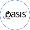Oasis drinkware and lifestyle brand logo with water-inspired icon on a white background.