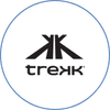 Trekk outdoor gear brand logo with mountain-inspired icon on a white background.